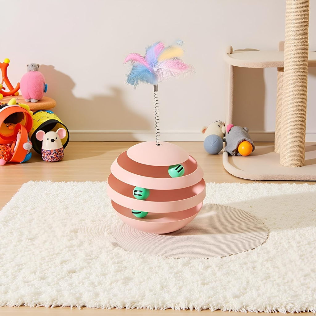 3‑in‑1 Spinning Feather & Rolling Cat Toy