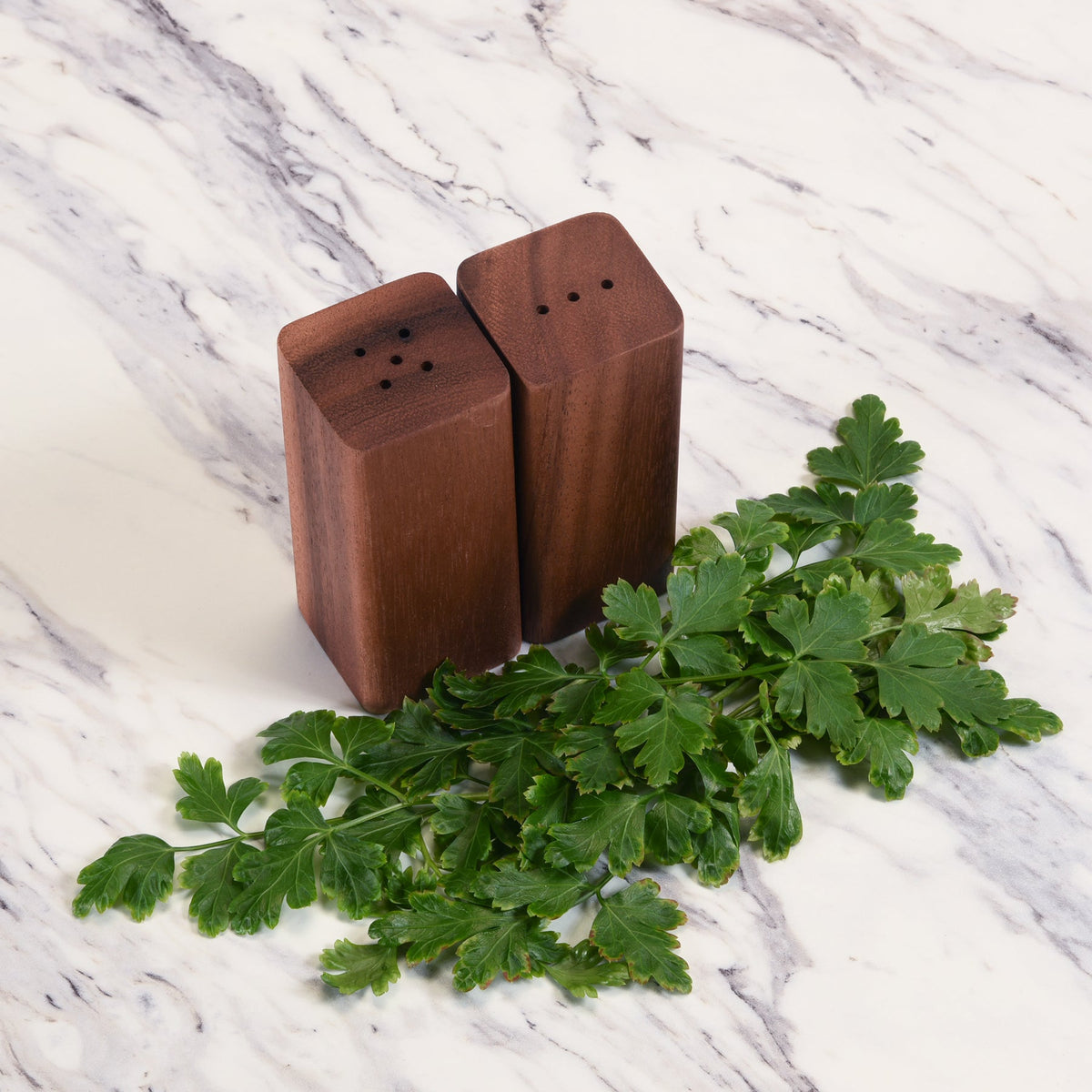 Acacia Wood Salt & Pepper Shaker Set with Wooden Base