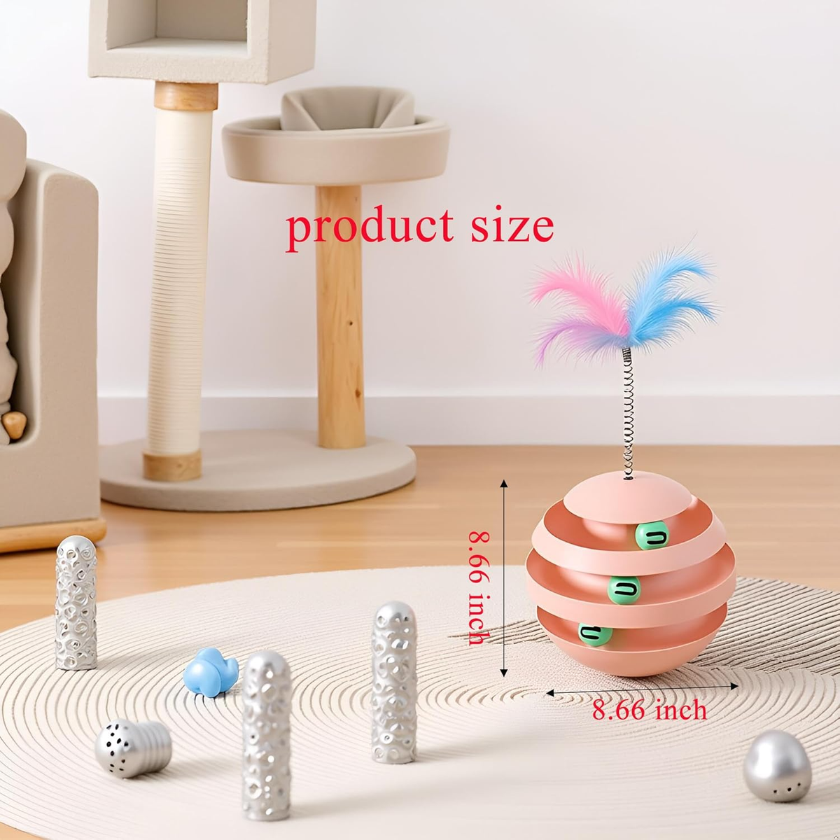 3‑in‑1 Spinning Feather & Rolling Cat Toy