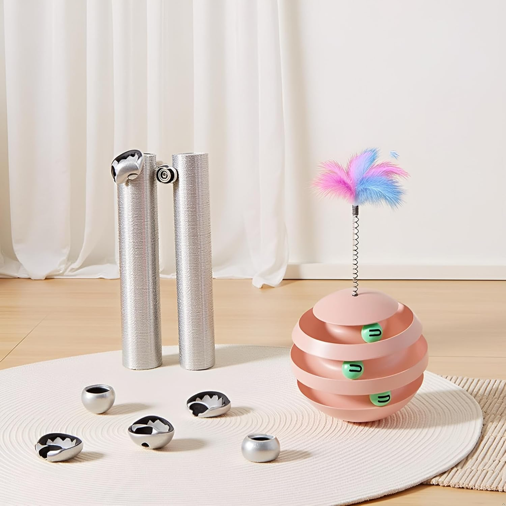 3‑in‑1 Spinning Feather & Rolling Cat Toy