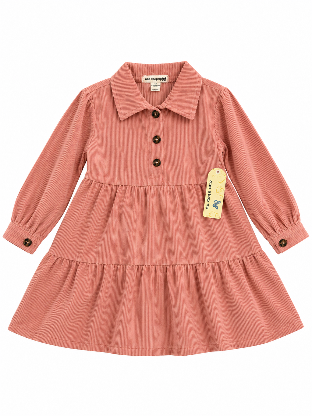 One Step Up Girls Long Sleeve Corduroy Dress – Size 4T