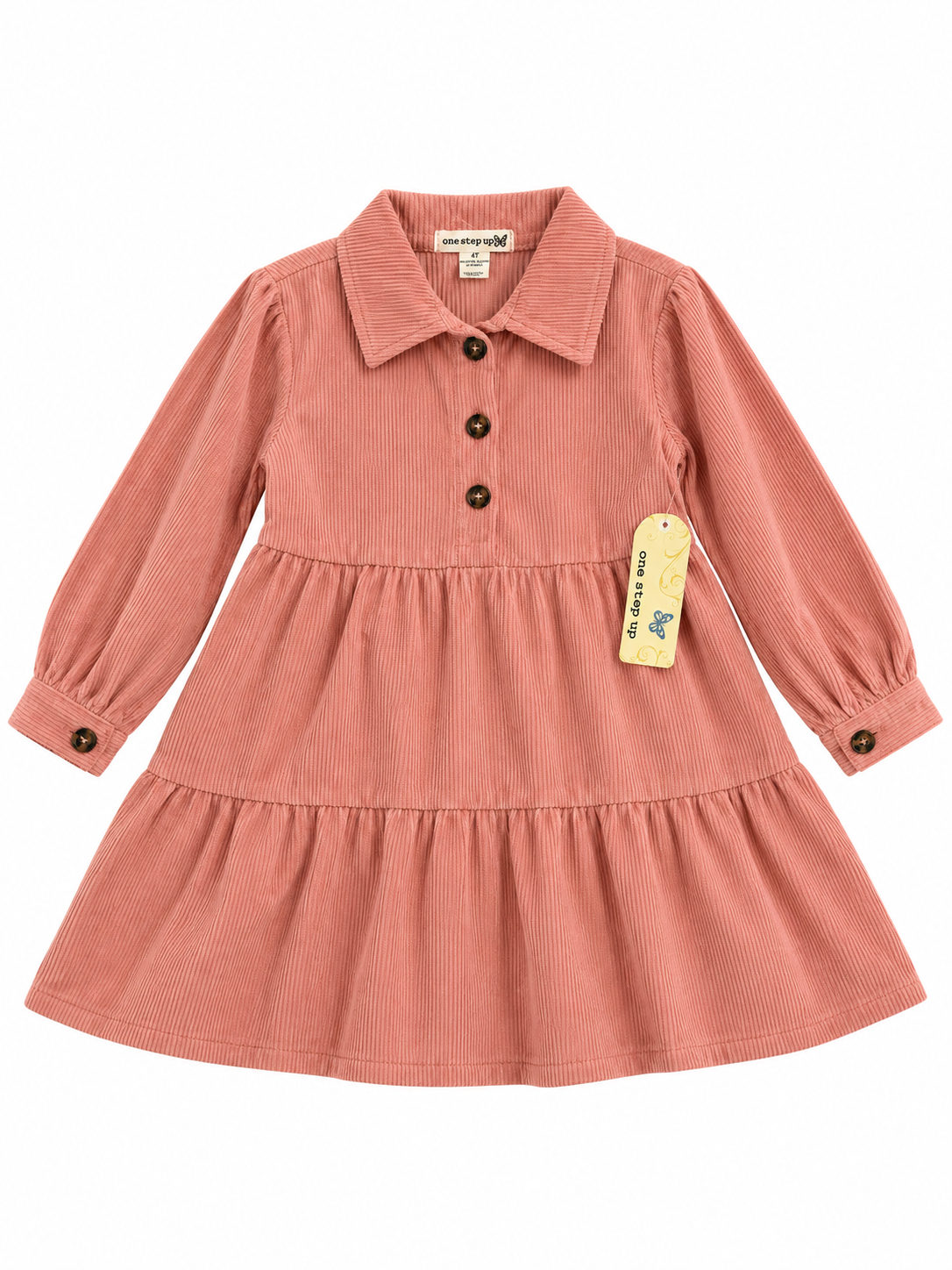 One Step Up Girls Long Sleeve Corduroy Dress – Size 4T
