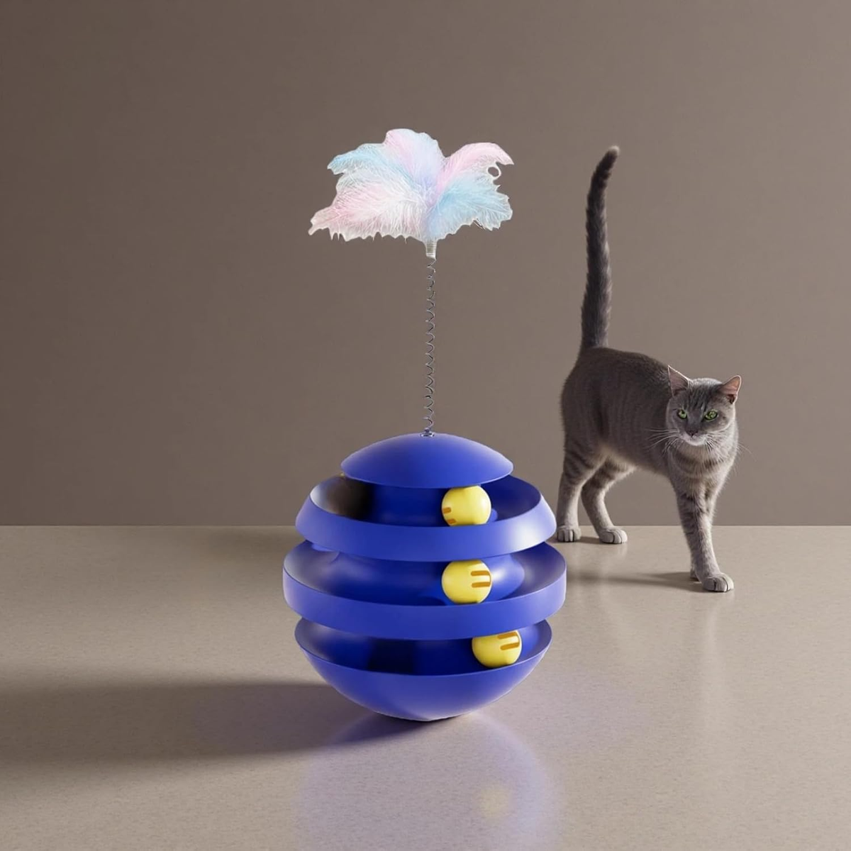 3‑in‑1 Spinning Feather & Rolling Cat Toy