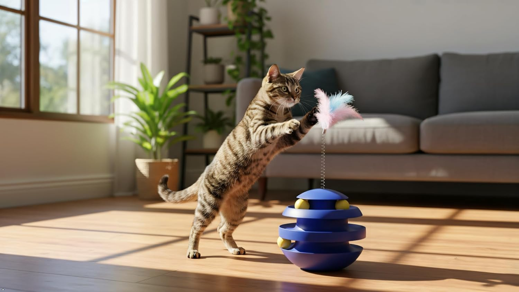 3‑in‑1 Spinning Feather & Rolling Cat Toy