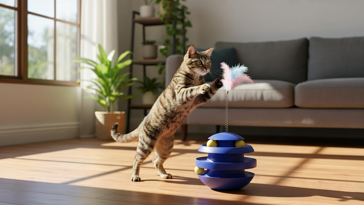 3‑in‑1 Spinning Feather & Rolling Cat Toy