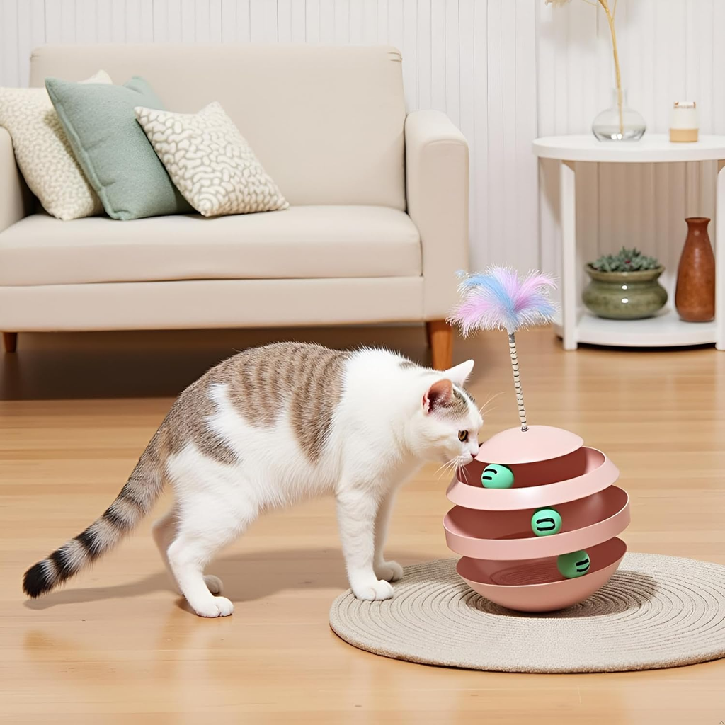 3‑in‑1 Spinning Feather & Rolling Cat Toy