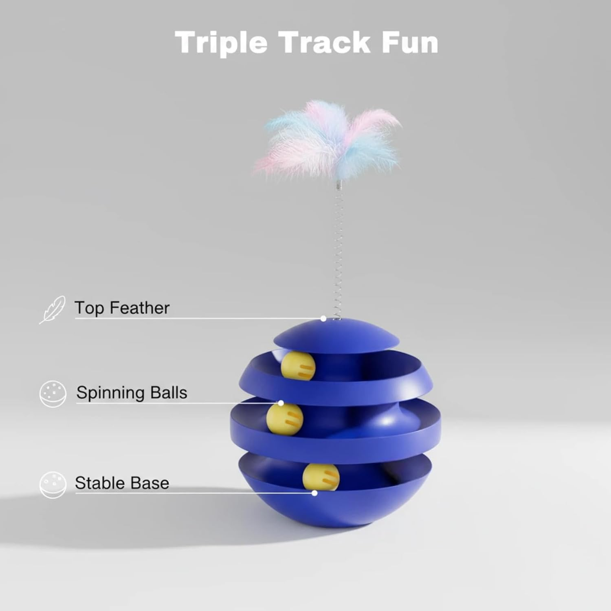 3‑in‑1 Spinning Feather & Rolling Cat Toy