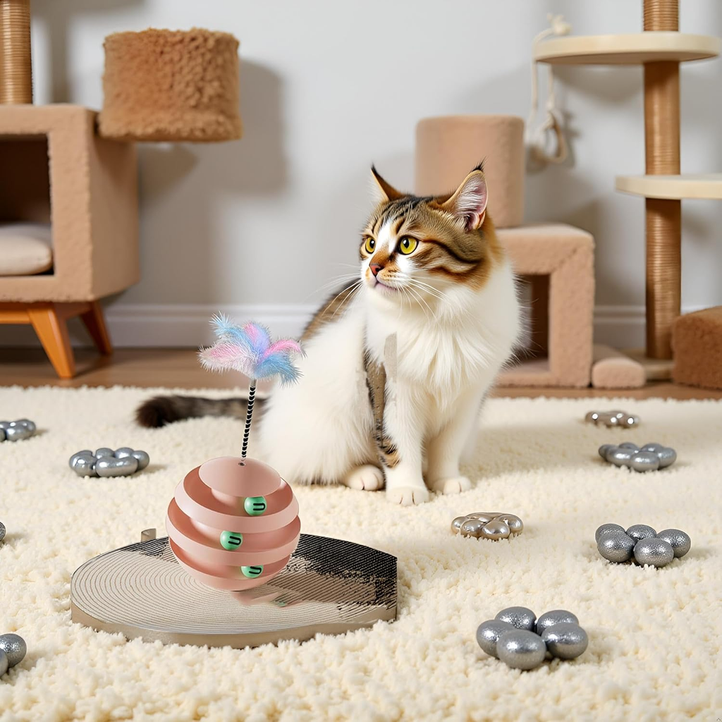 3‑in‑1 Spinning Feather & Rolling Cat Toy