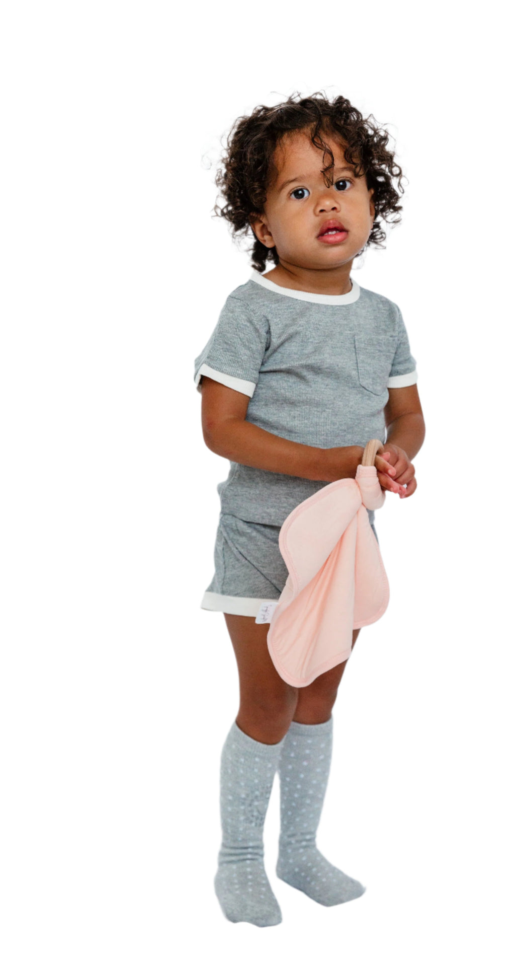 Kids Ribbed Bamboo 2-Piece Shirt & Shorts Set