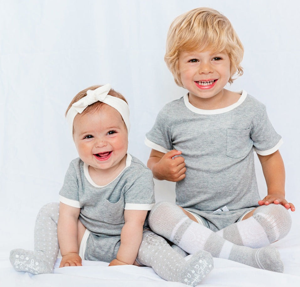 Kids Ribbed Bamboo 2-Piece Shirt & Shorts Set