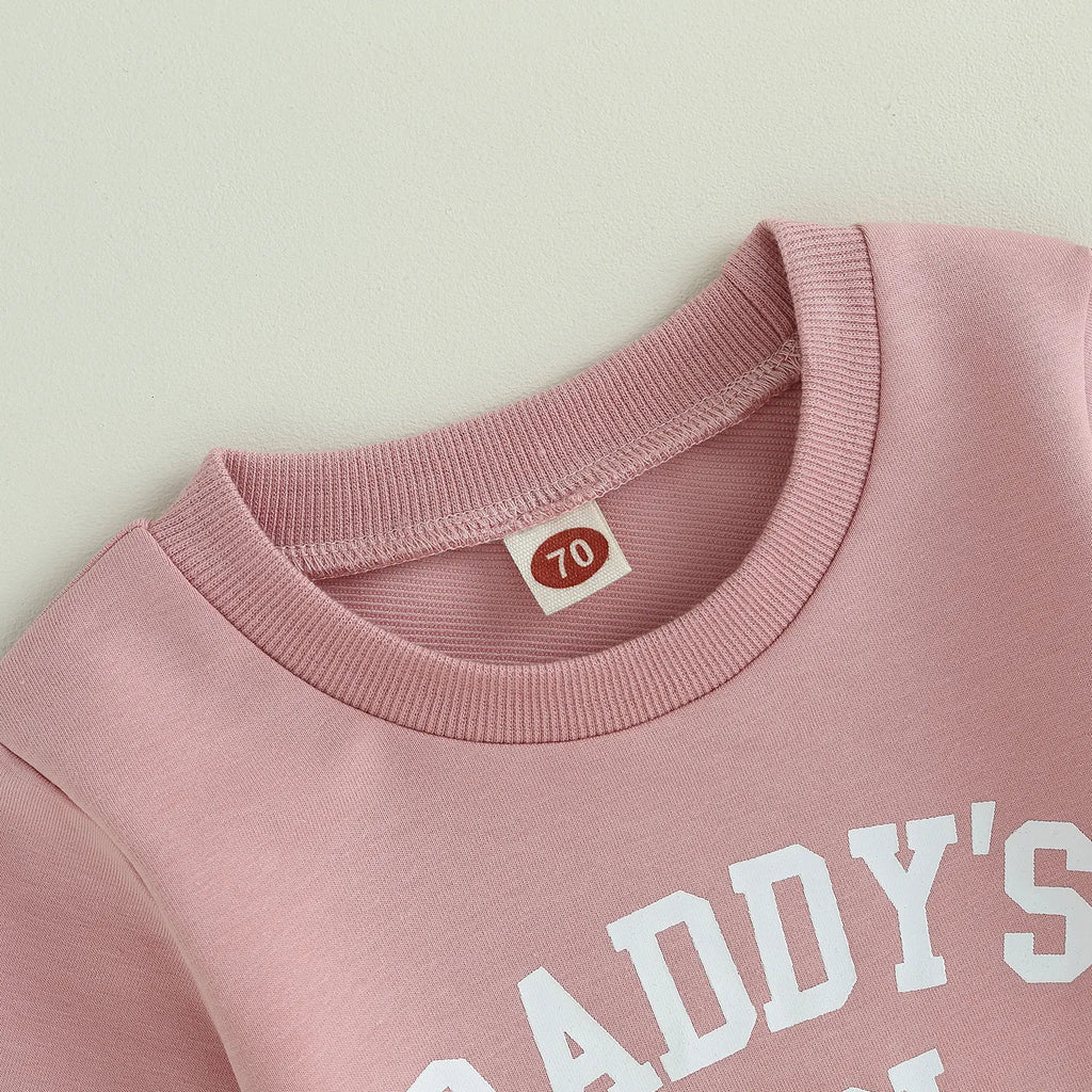 Citgeett Autumn Toddler Baby Girls Outfit Letters Print Long Sleeve Crew Neck Sweatshirt Elastic Waist Pants Fall Clothes