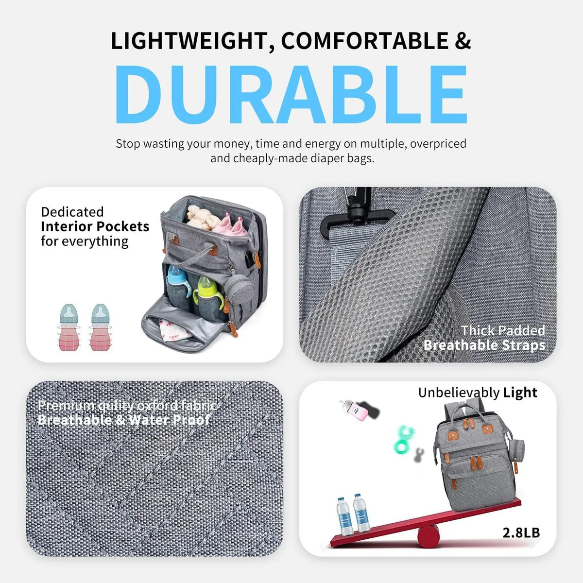 Large Capacity Baby Diaper Bag Backpack with Changing Pad