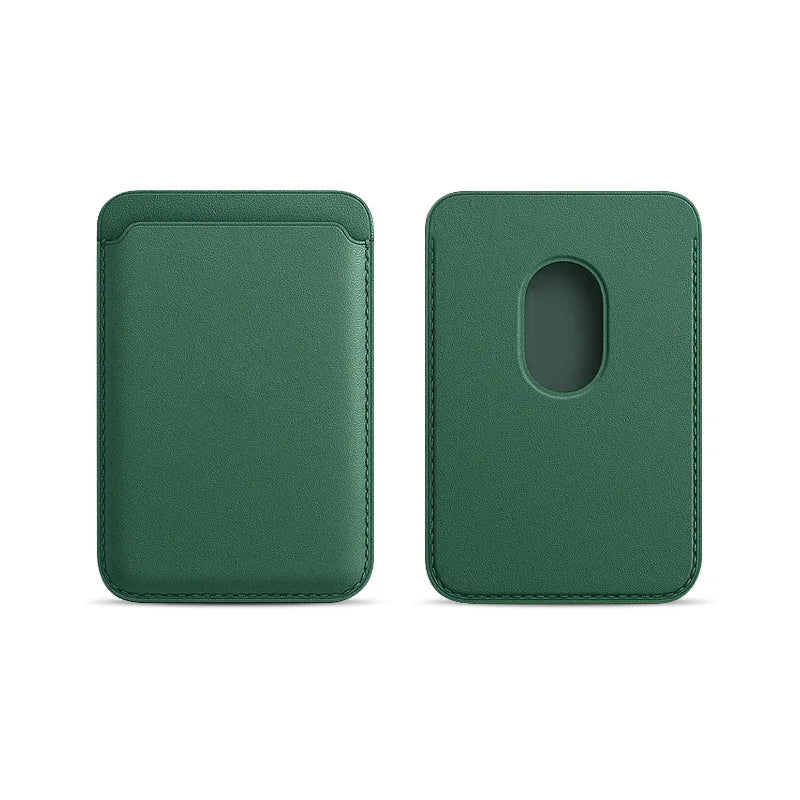 Magnetic Leather Card Sleeve Card holder for Phone 17 16 15 14 13 12, Men & Women Adhesive Back Case, Portable Card Pocket Cover