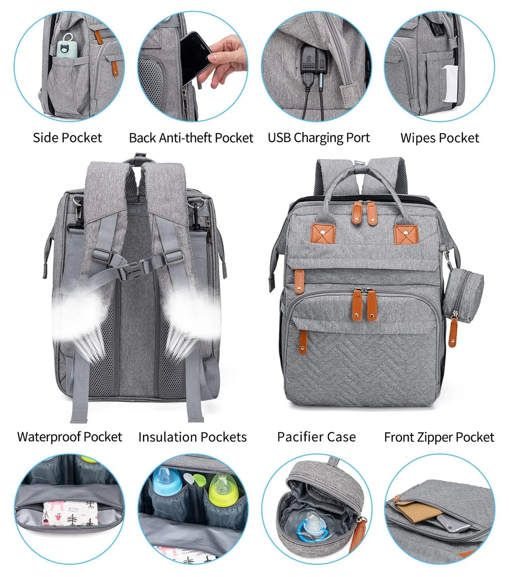 Large Capacity Baby Diaper Bag Backpack with Changing Pad