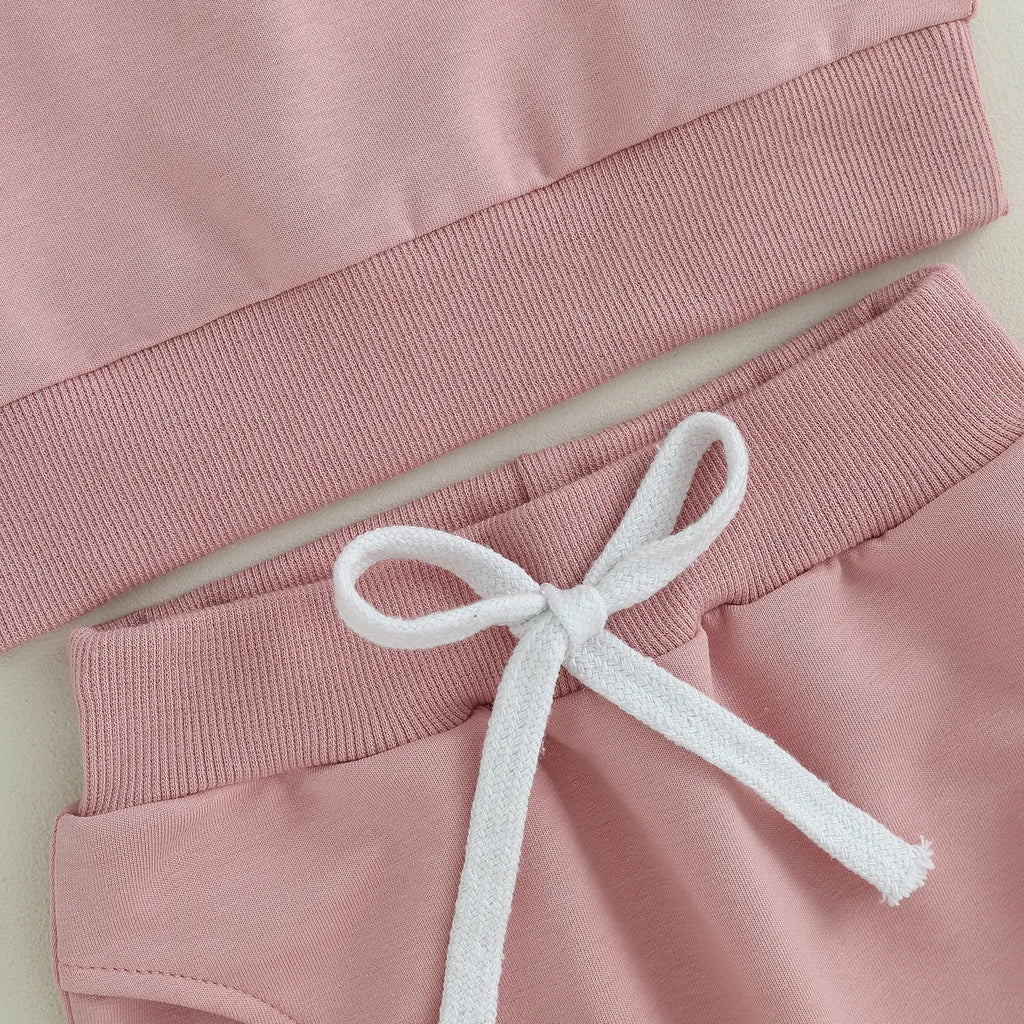 Citgeett Autumn Toddler Baby Girls Outfit Letters Print Long Sleeve Crew Neck Sweatshirt Elastic Waist Pants Fall Clothes