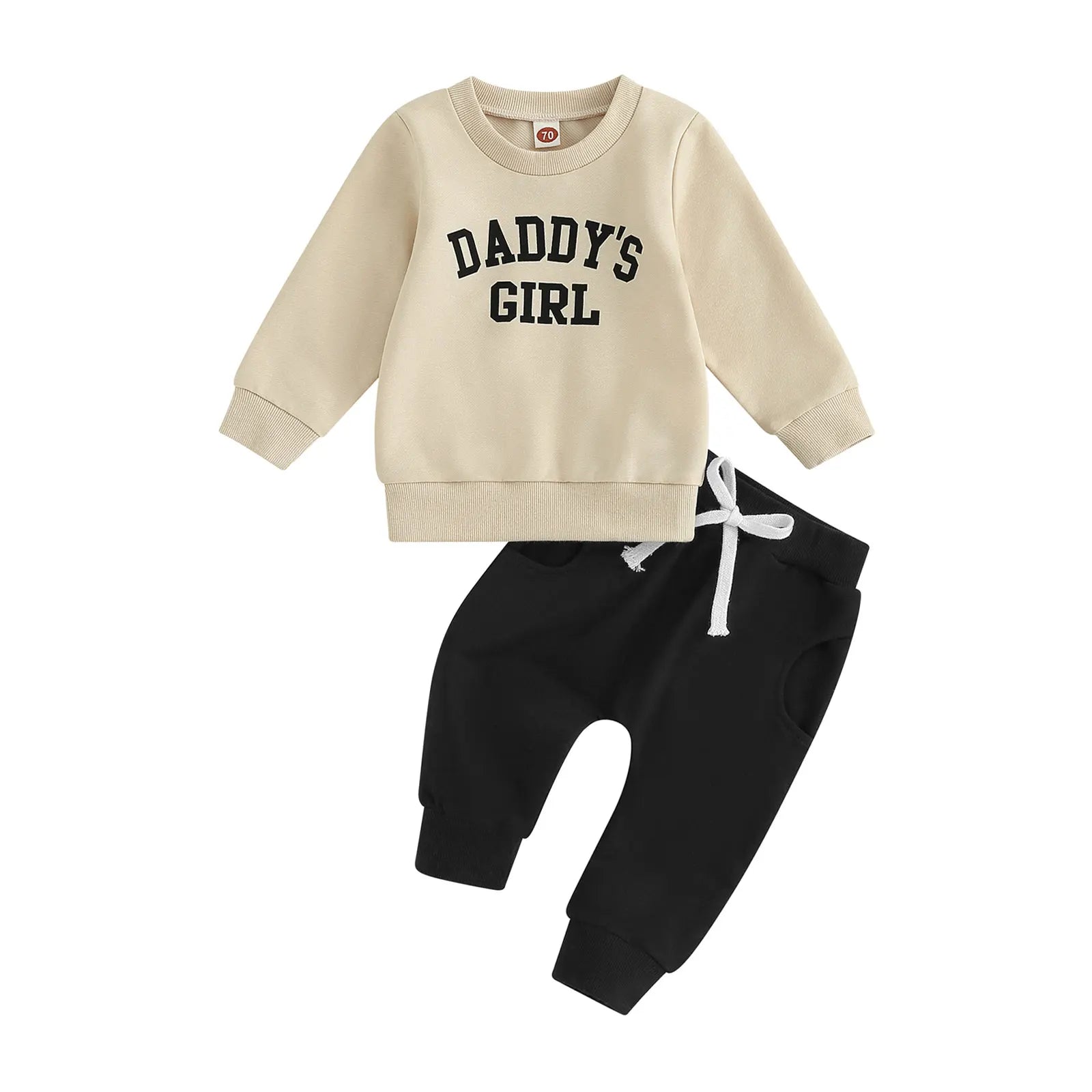 Citgeett Autumn Toddler Baby Girls Outfit Letters Print Long Sleeve Crew Neck Sweatshirt Elastic Waist Pants Fall Clothes
