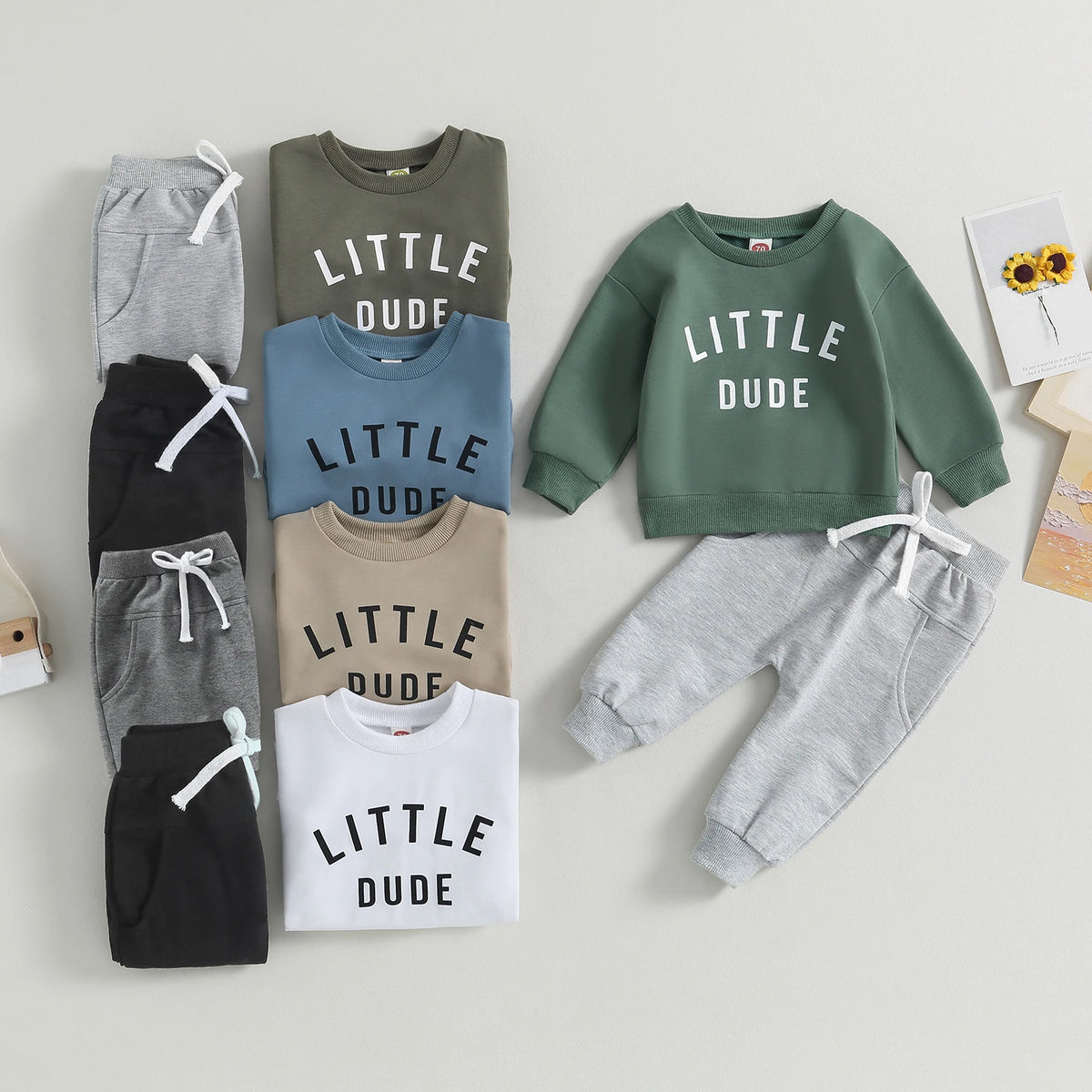 Toddler Boys Fall Outfit Set – Letter Print Sweatshirt & Pants