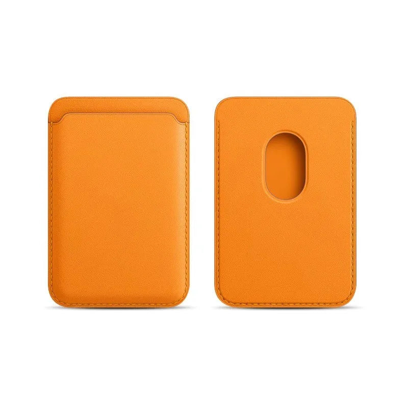 Magnetic Leather Card Sleeve Card holder for Phone 17 16 15 14 13 12, Men & Women Adhesive Back Case, Portable Card Pocket Cover