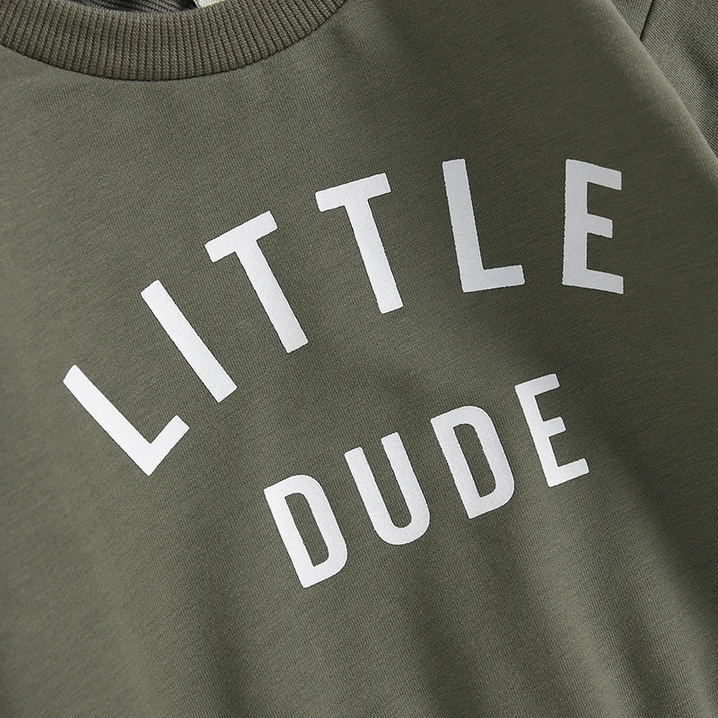 Toddler Boys Fall Outfit Set – Letter Print Sweatshirt & Pants