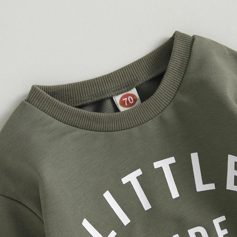 Toddler Boys Fall Outfit Set – Letter Print Sweatshirt & Pants