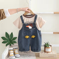 Children Clothing Baby Boys Girls Cartoon Duck T Shirt Denim Overalls 2Pcs/sets Kids Infant Casual Clothes Toddler Fashion Wear