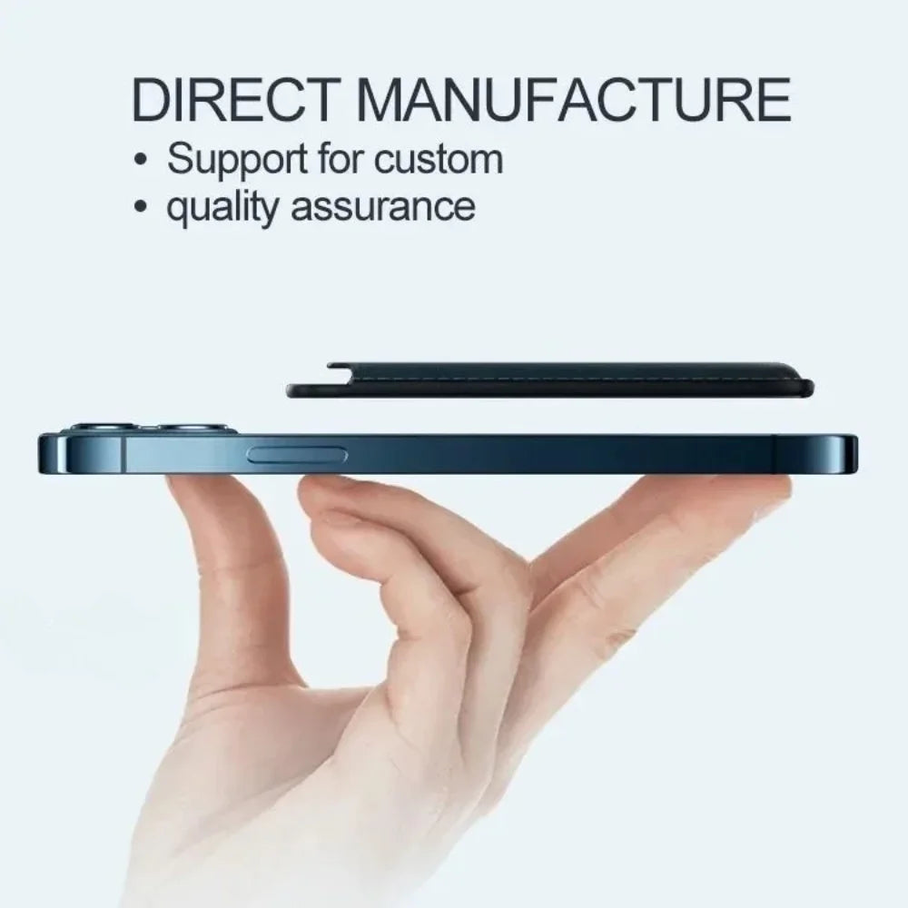 Magnetic Leather Card Sleeve Card holder for Phone 17 16 15 14 13 12, Men & Women Adhesive Back Case, Portable Card Pocket Cover