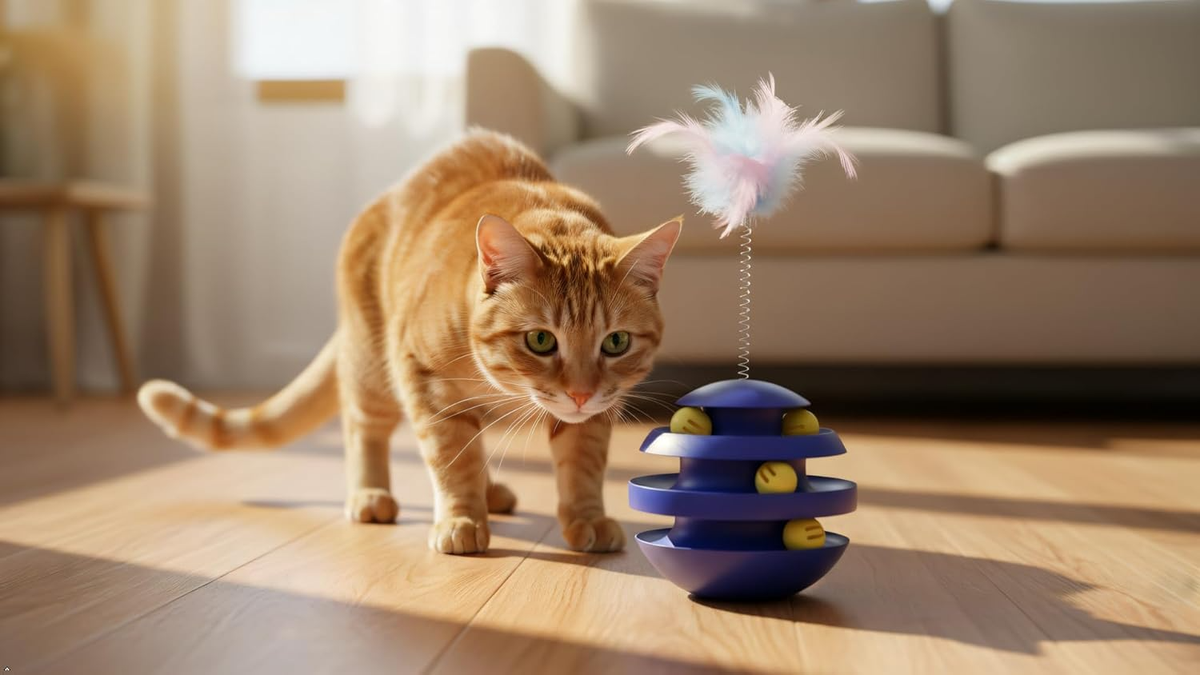 3‑in‑1 Spinning Feather & Rolling Cat Toy