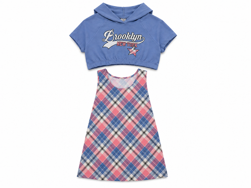 Sweet Butterfly Girls 2-Piece Plaid Dress Set, Size 7/8