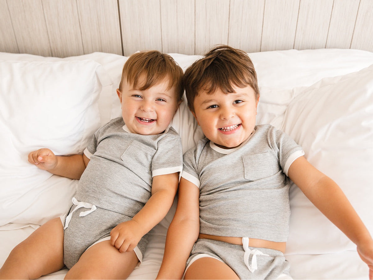 Kids Ribbed Bamboo 2-Piece Shirt & Shorts Set