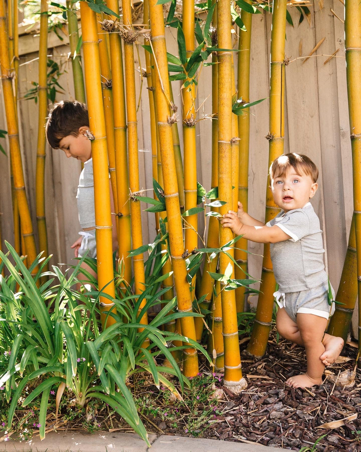 Kids Ribbed Bamboo 2-Piece Shirt & Shorts Set